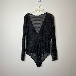 Black Sheer Long Sleeve Bodysuit